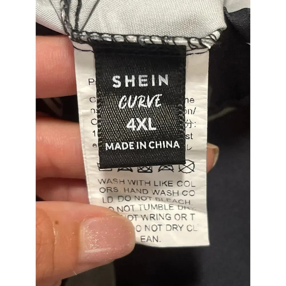 Shein Black Tropical Print High Waist Wide Leg Pant Women's Size 4XL - Picture 6 of 7